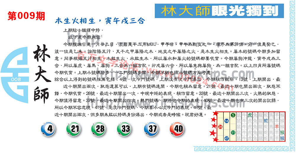 009期：彩民推荐六合皇信箱+貼信(紅字：垂耳下首)