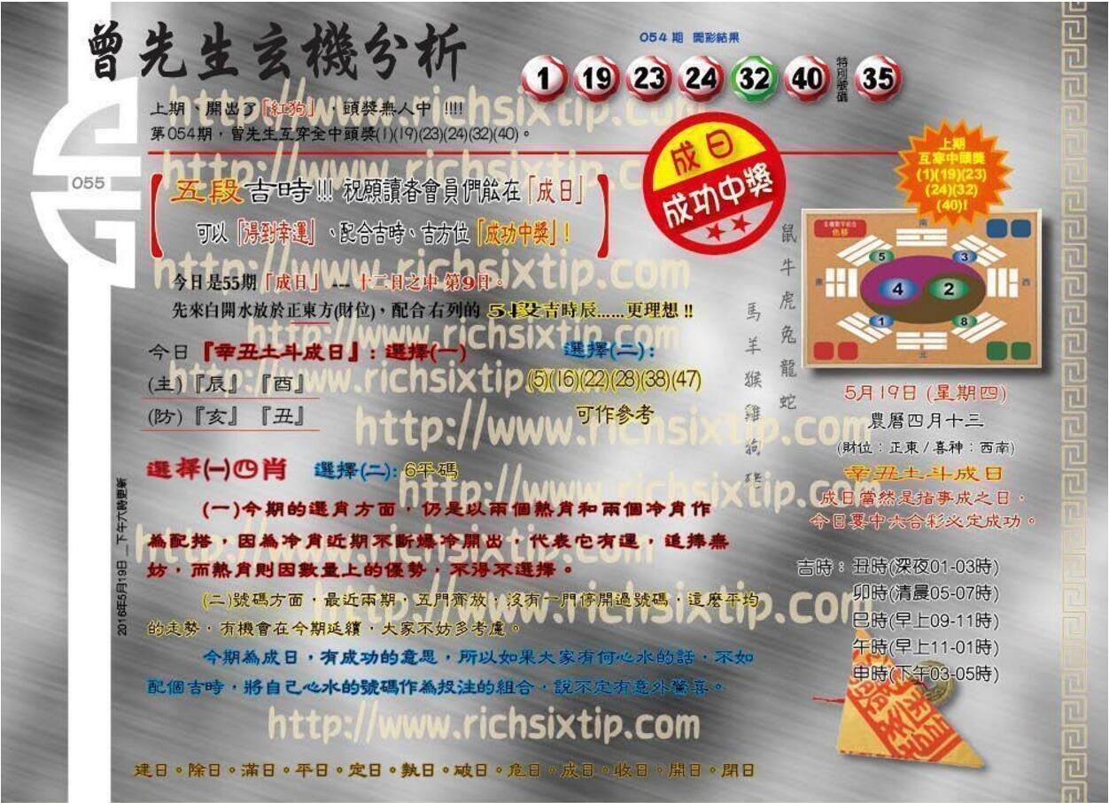055期：彩民推荐六合皇信箱+貼信(紅字：富麗堂煌）